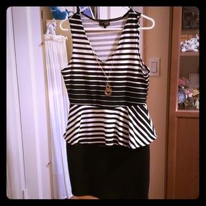 B Famous #USA black and white striped dress- XL